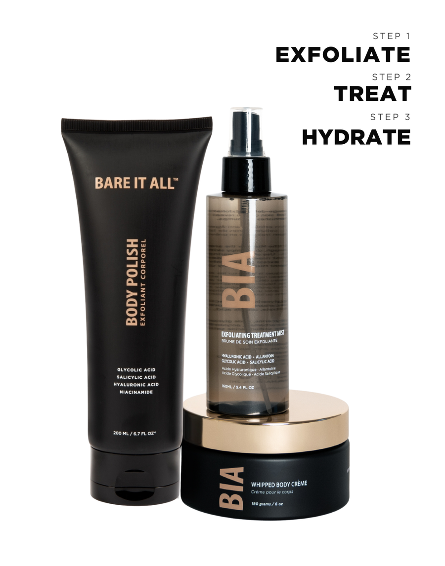 KP SMOOTHING KIT - Body Polish, Exfoliating Treatment Mist, Whipped Body Creme