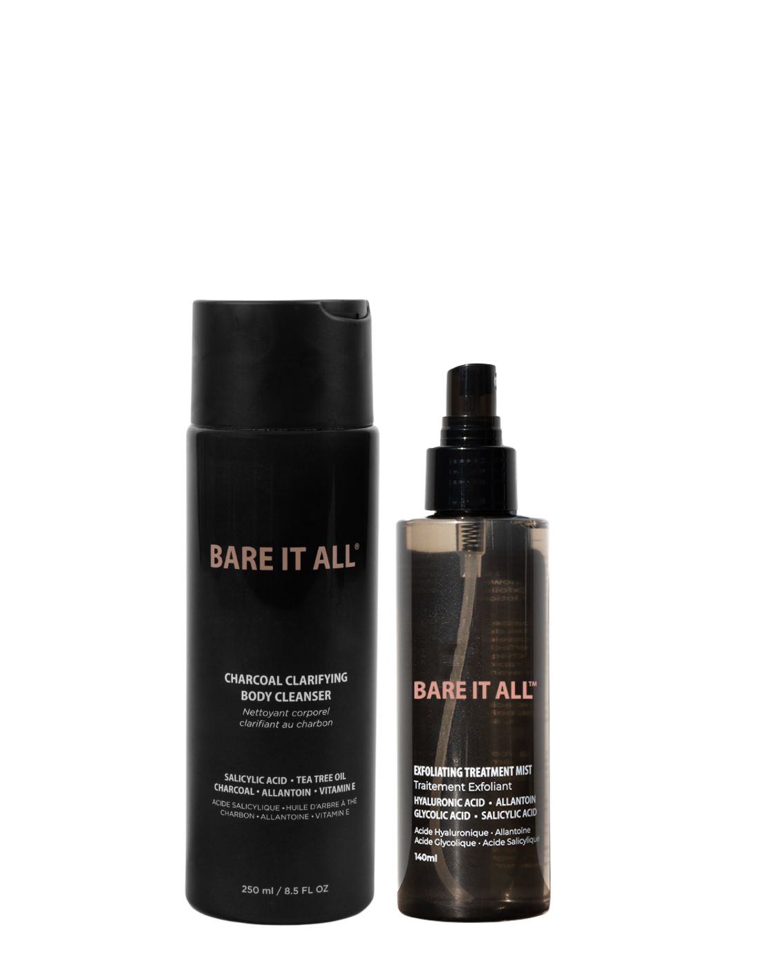 BLEMISH FIGHTER KIT: EXFOLIATING TREATMENT MIST & CLARIFYING CHARCOAL BODY CLEANSER DUO