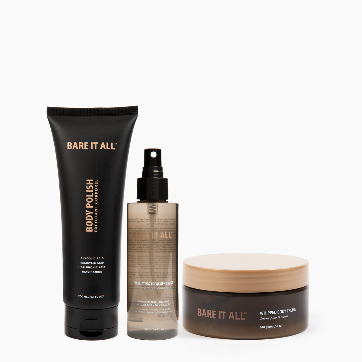 KP SMOOTHING KIT - Body Polish, Exfoliating Treatment Mist, Whipped Body Creme